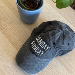 "Sunday Funday" Embroidered Washed Black Baseball Cap